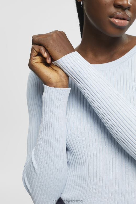 Esprit bordás jumper nők pasztell kék pulóverek F8HN8274