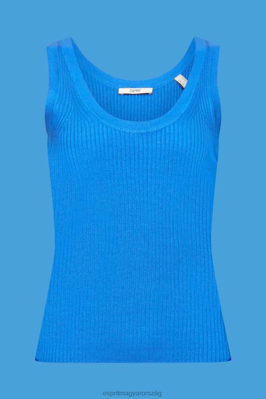 Esprit bordás, ujjatlan pulóver, vászonkeverék nők élénk kék pulóverek F8HN8109
