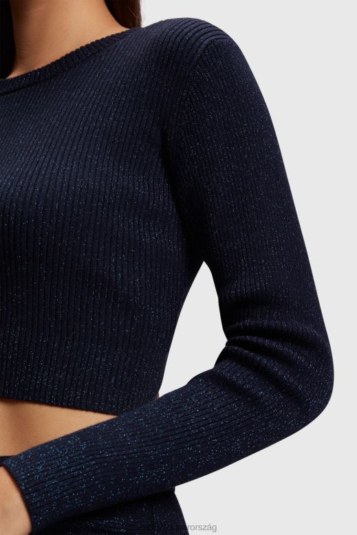 Esprit csavart hátú fémes pulóver nők haditengerészet pulóverek F8HN8358