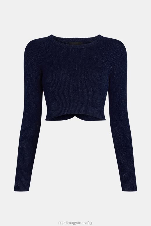 Esprit csavart hátú fémes pulóver nők haditengerészet pulóverek F8HN8358