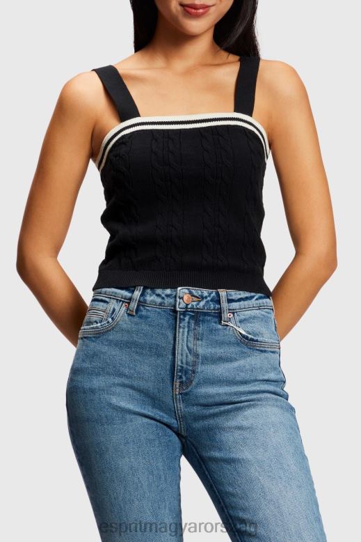 Esprit delfin logó kábel pulóver camisole nők fekete pulóverek F8HN8408