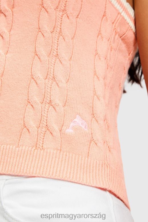 Esprit delfin logó kábel pulóver camisole nők rózsaszín pulóverek F8HN8410