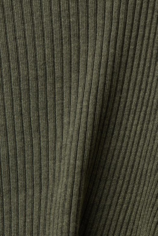 Esprit újrahasznosított: bordás kardigán zsebkendő szegéllyel nők khaki zöld pulóverek F8HN824