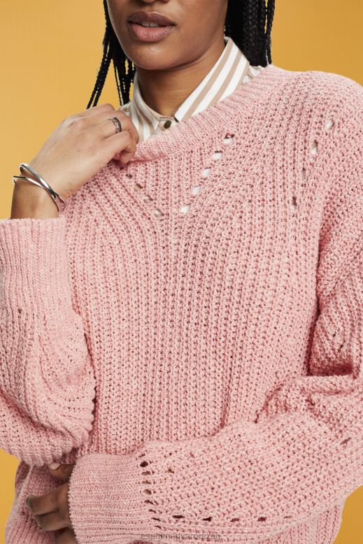 Esprit kábel kötött jumper nők rózsaszín pulóverek F8HN8273