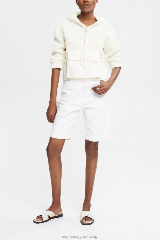 Esprit kötött kapucnis pulóver nők törtfehér pulóverek F8HN8563