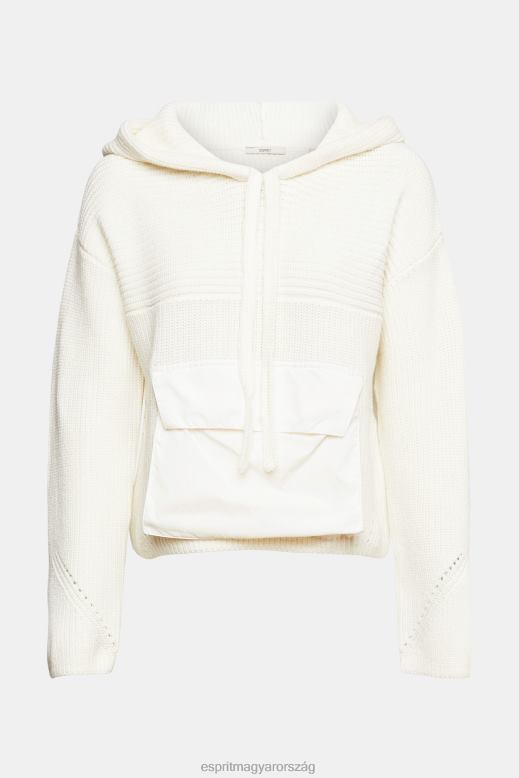Esprit kötött kapucnis pulóver nők törtfehér pulóverek F8HN8563