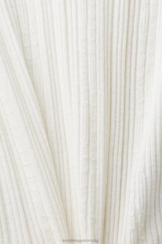 Esprit kötött v-nyakú felső vászonnal nők törtfehér pulóverek F8HN8305