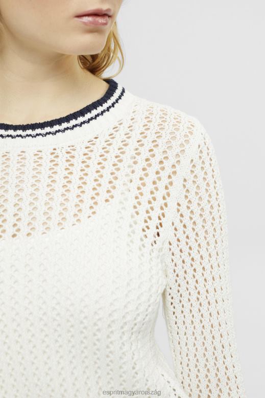 Esprit organikus pamut szerkezetű pulóver nők törtfehér pulóverek F8HN8275