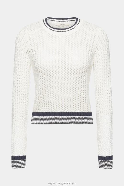 Esprit organikus pamut szerkezetű pulóver nők törtfehér pulóverek F8HN8275