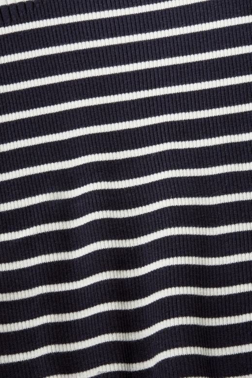 Esprit rövid ujjú bordás pulóver nők haditengerészet pulóverek F8HN8319