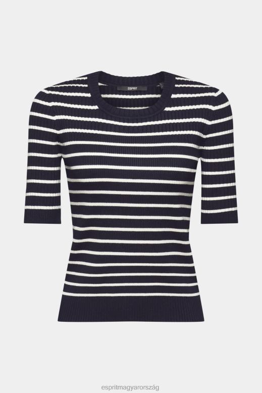 Esprit rövid ujjú bordás pulóver nők haditengerészet pulóverek F8HN8319