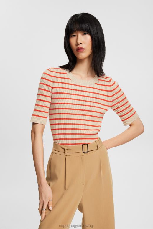 Esprit rövid ujjú bordás pulóver nők világos szürkés pulóverek F8HN8317