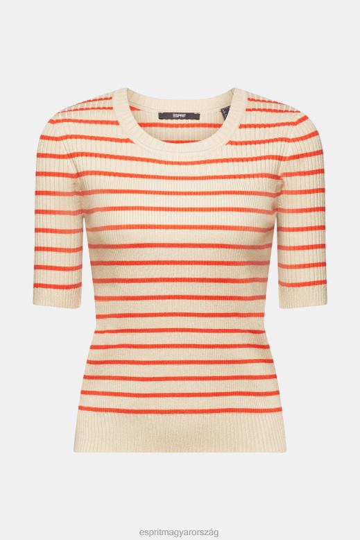 Esprit rövid ujjú bordás pulóver nők világos szürkés pulóverek F8HN8317