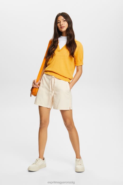 Esprit alkalmi rövidnadrág gumírozott derékpánttal nők pasztell rózsaszín rövidnadrág F8HN8299