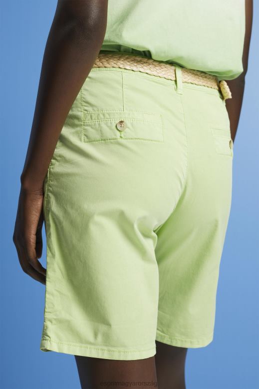 Esprit rövidnadrág fonott raffia övvel nők citrus zöld rövidnadrág F8HN8263