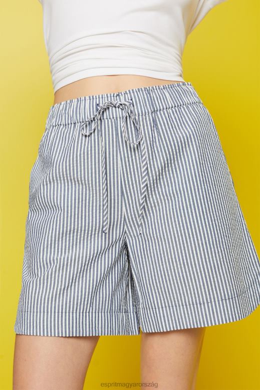 Esprit seersucker rövidnadrág csíkokkal, 100% pamut nők haditengerészet rövidnadrág F8HN896
