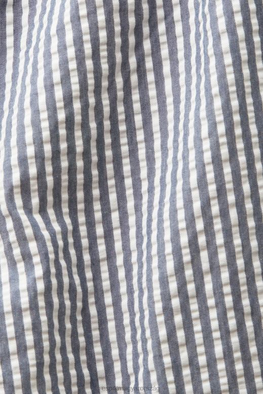 Esprit seersucker rövidnadrág csíkokkal, 100% pamut nők haditengerészet rövidnadrág F8HN896