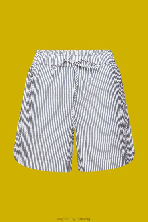 Esprit seersucker rövidnadrág csíkokkal, 100% pamut nők haditengerészet rövidnadrág F8HN896