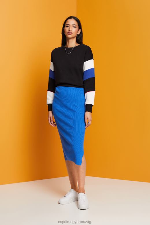 Esprit bordás kötött ruha, vászonkeverék nők élénk kék ruhák F8HN8112