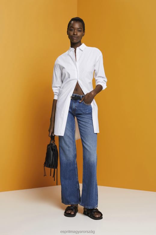 Esprit csíkos ingruha, 100% pamut nők fehér ruhák F8HN8277