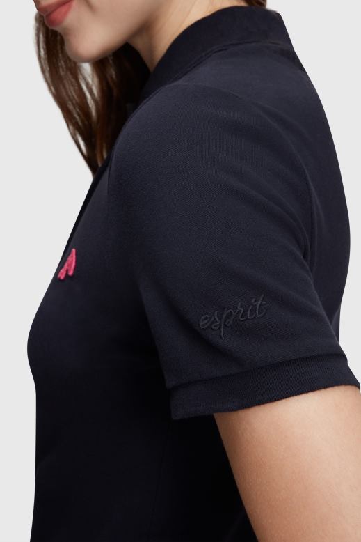 Esprit delfin tenisz klub klasszikus pólóruha nők fekete ruhák F8HN8504