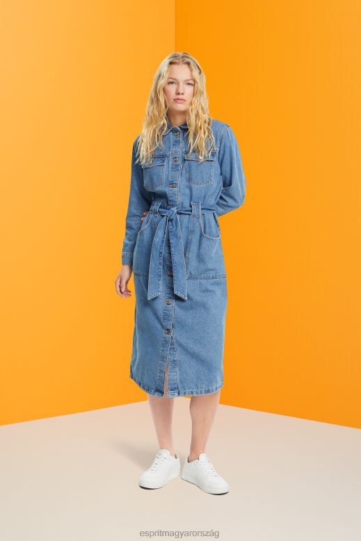 Esprit farmer ruha megkötő övvel nők kék fényű mosás ruhák F8HN8394