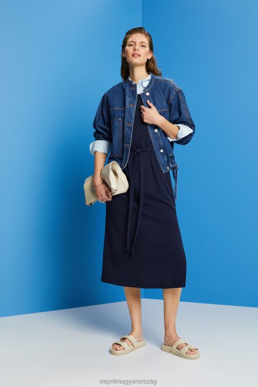 Esprit jersey midi ruha megkötős övvel nők haditengerészet ruhák F8HN863