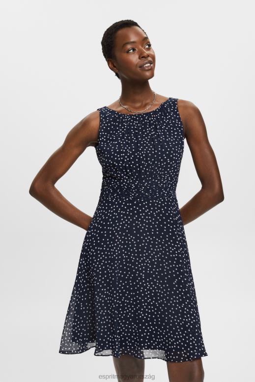 Esprit újrahasznosított: húzott derékú sifon ruha nők haditengerészet ruhák F8HN867