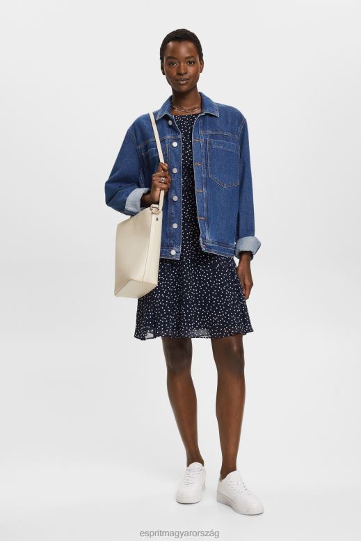 Esprit újrahasznosított: húzott derékú sifon ruha nők haditengerészet ruhák F8HN867