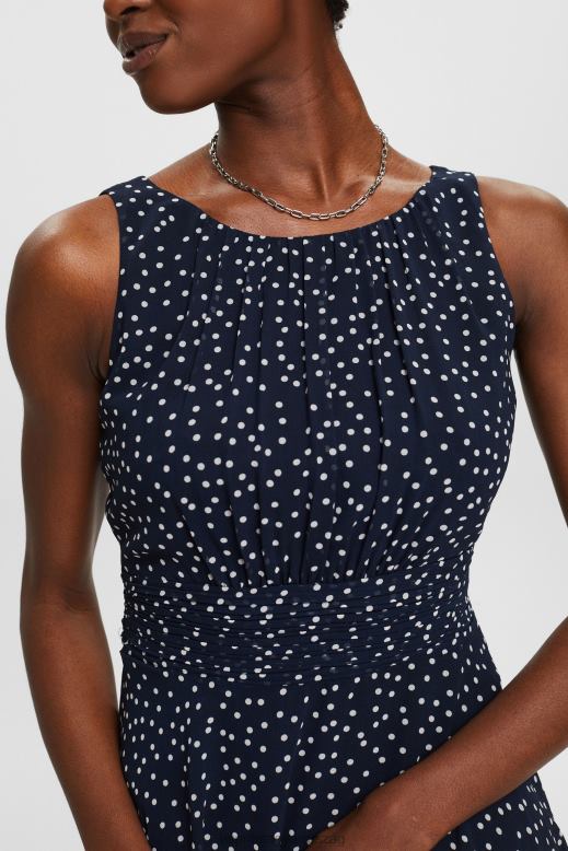 Esprit újrahasznosított: húzott derékú sifon ruha nők haditengerészet ruhák F8HN867