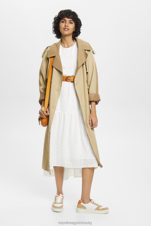 Esprit könnyű midi ruha ballonujjal nők törtfehér ruhák F8HN8294