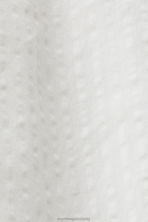 Esprit midi ing ruha megkötős övvel, pamut keverék nők fehér ruhák F8HN8235