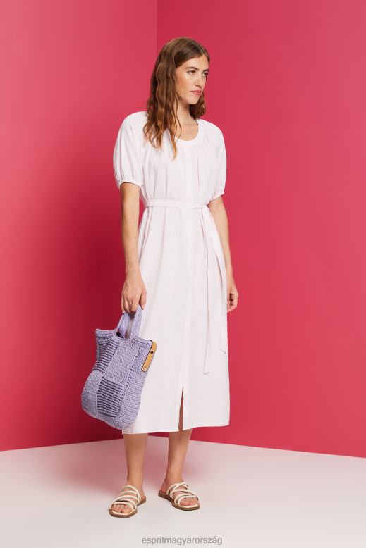 Esprit midi ing ruha megkötős övvel, pamut keverék nők világos rózsaszín ruhák F8HN8129