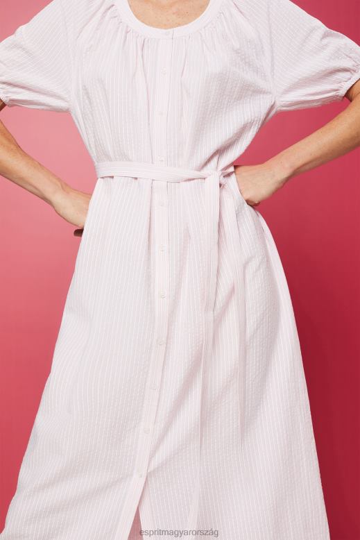 Esprit midi ing ruha megkötős övvel, pamut keverék nők világos rózsaszín ruhák F8HN8129