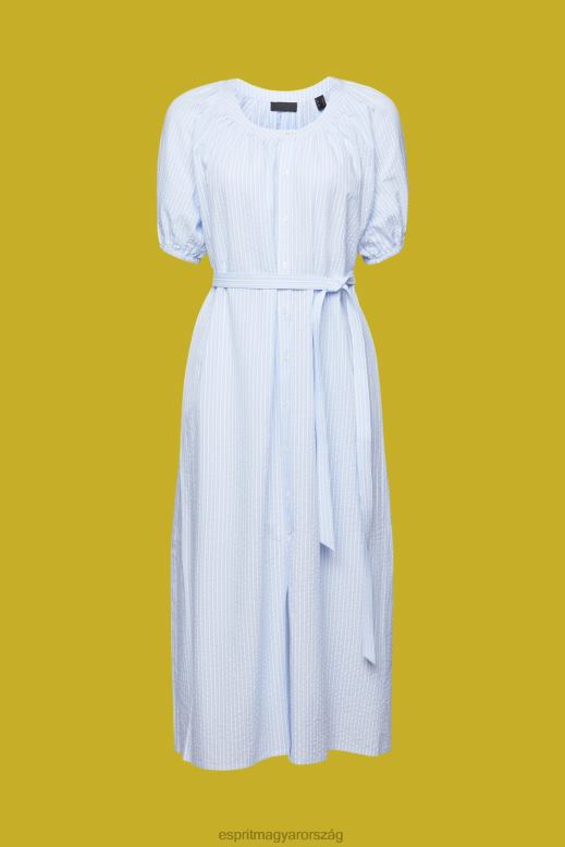 Esprit midi ing ruha megkötős övvel, pamut keverék nők világoskék ruhák F8HN8236