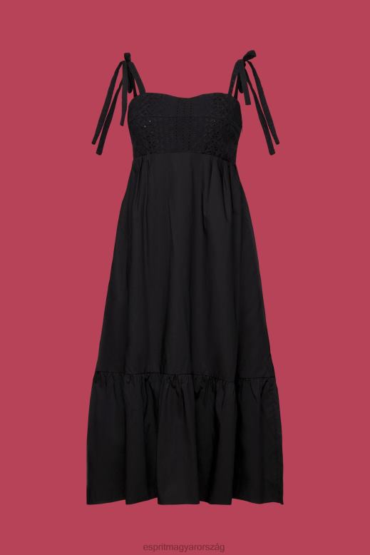 Esprit midi ruha hímzéssel, lenzing ecovero nők fekete ruhák F8HN8204