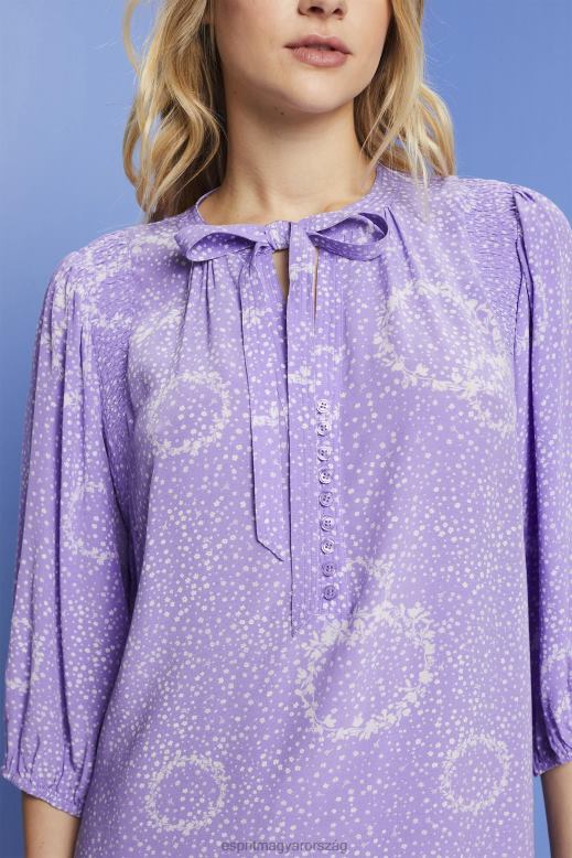 Esprit mintás mini ruha csokornyakkendővel nők fehér ruhák F8HN8230