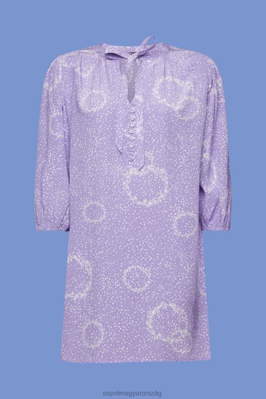 Esprit mintás mini ruha csokornyakkendővel nők fehér ruhák F8HN8230