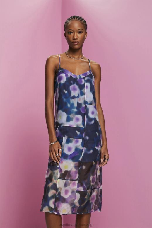 Esprit mintás organza midi ruha nők kék levendula ruhák F8HN8196
