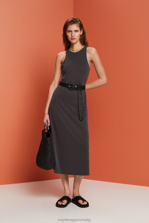 Esprit modális keverékű tank midi ruha nők antracit ruhák F8HN852