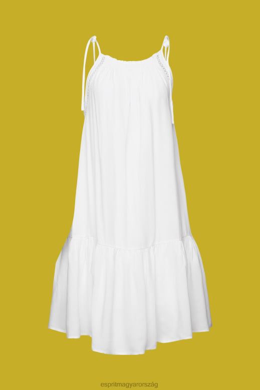 Esprit pántos ruha smock, tencel nők fehér ruhák F8HN8203