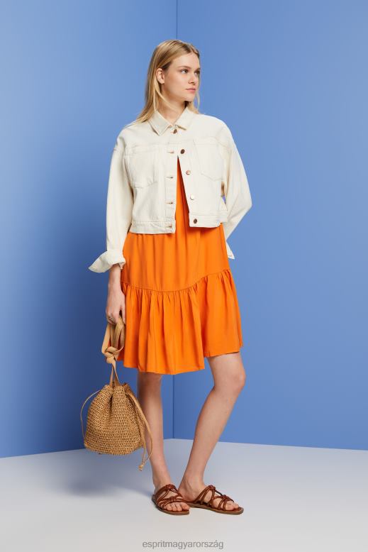 Esprit pántos ruha smock, tencel nők narancs ruhák F8HN8116