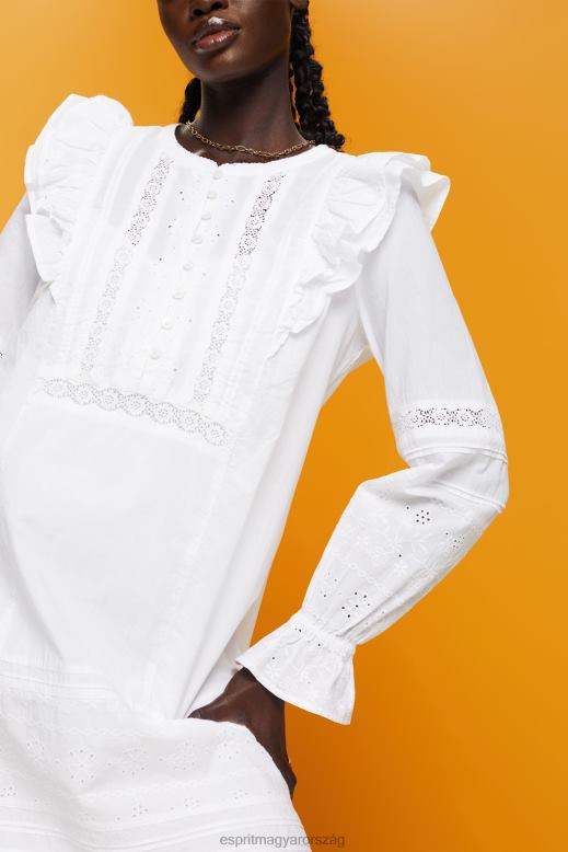 Esprit pamut csipke térdig érő ruha nők fehér ruhák F8HN8111