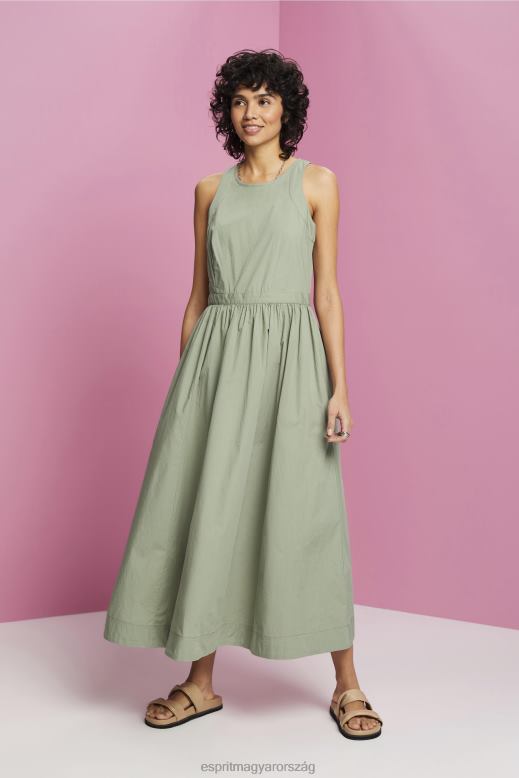 Esprit pamut midi ruha nők halvány khaki ruhák F8HN8184