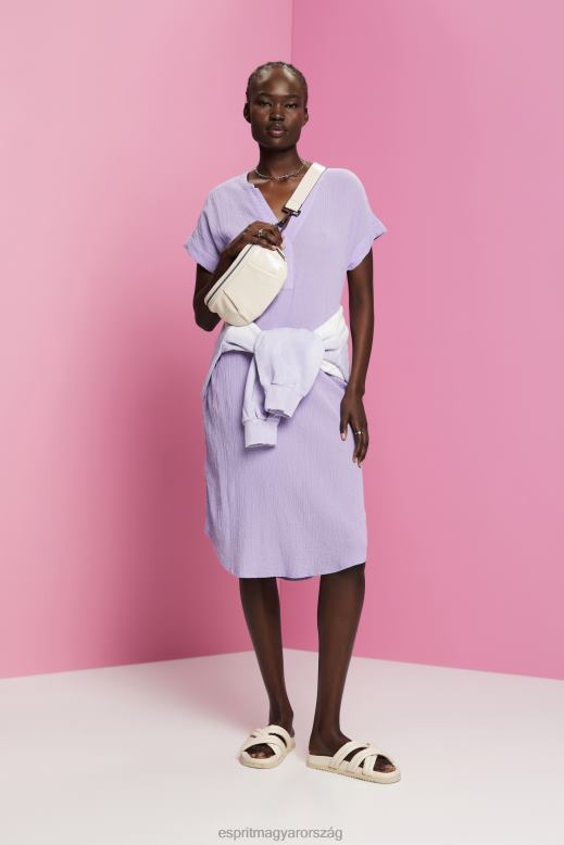 Esprit ráncos midi ruha övvel nők fehér ruhák F8HN854