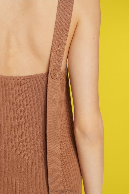 Esprit redős pántos ruha nők barna ruhák F8HN8491
