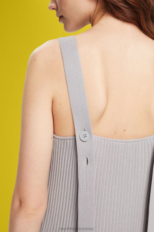 Esprit redős pántos ruha nők középszürke ruhák F8HN8490