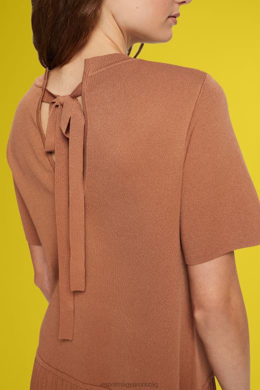 Esprit redős peplum ruha nők barna ruhák F8HN8488