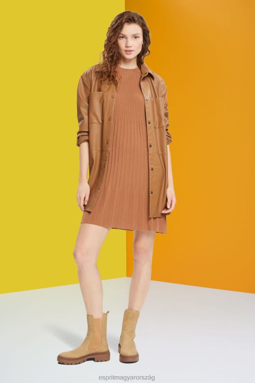 Esprit redős szabású és lobogó ruha nők barna ruhák F8HN8382