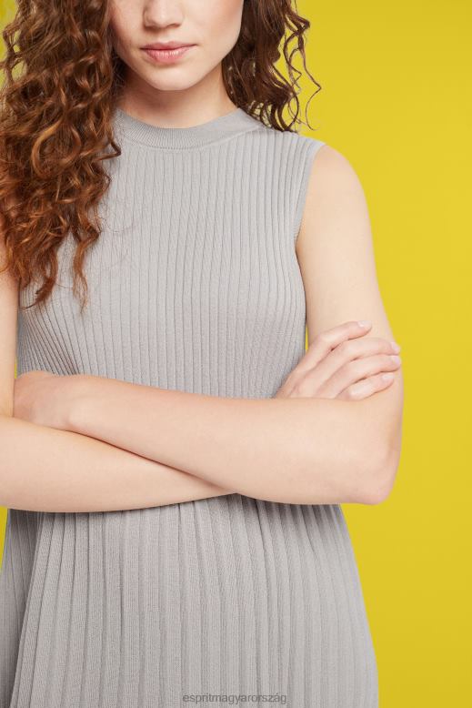 Esprit redős szabású és lobogó ruha nők középszürke ruhák F8HN8381